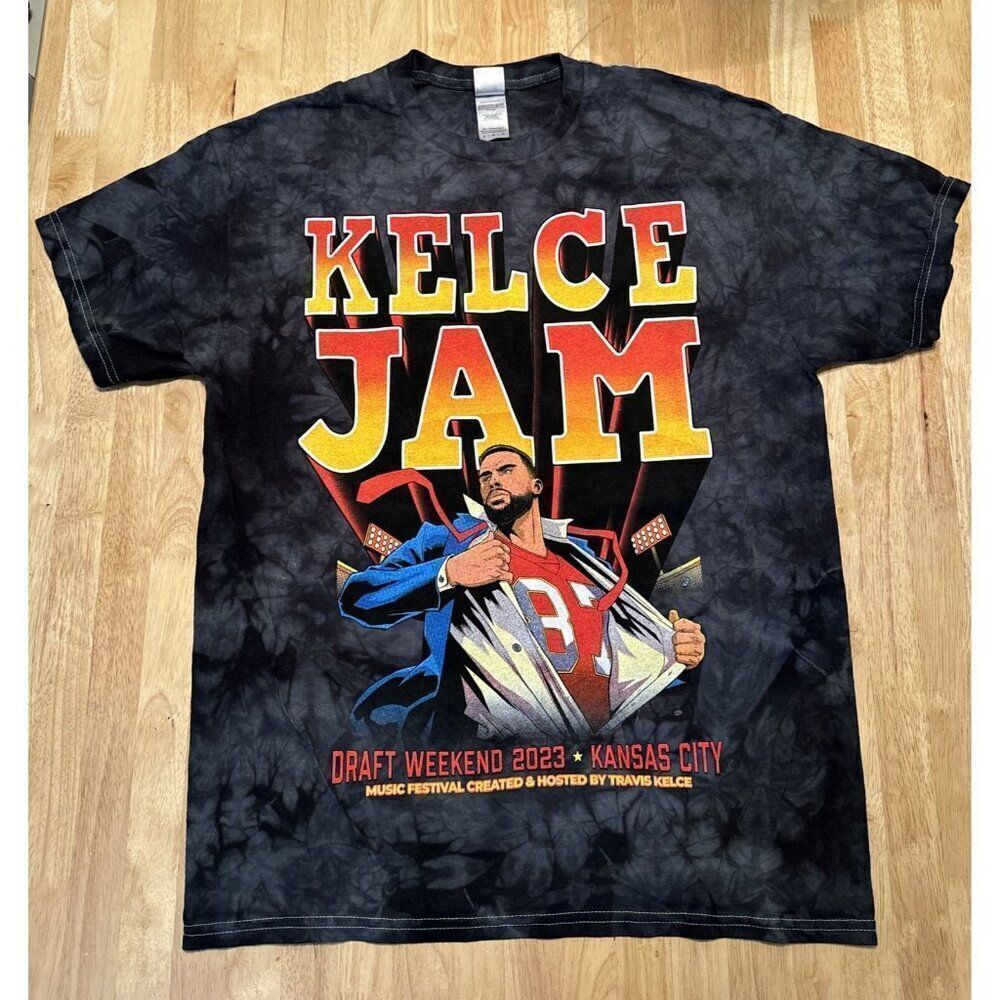 Travis Kelce Jam Concert T-Shirt Kansas City Chiefs 2023 Draft Weekend‎ Size L